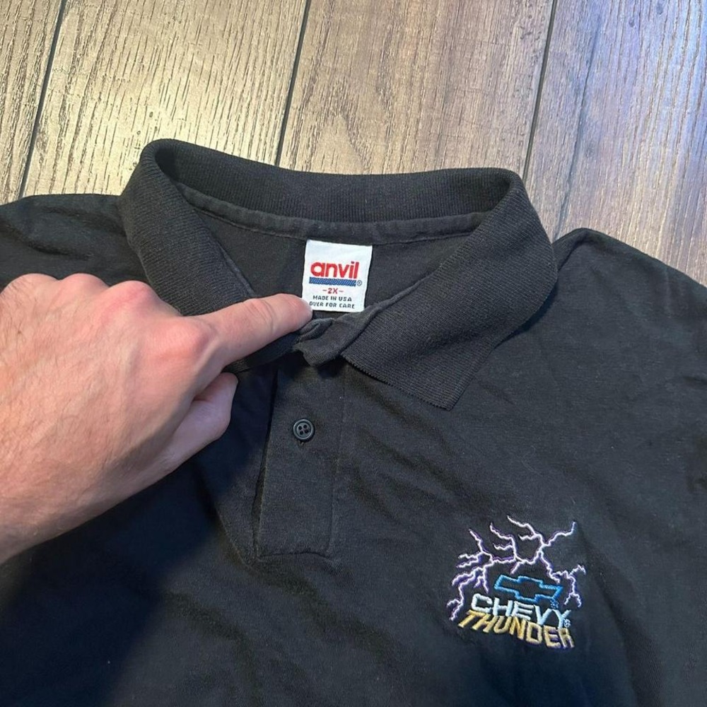 Vintage Chevrolet Racing‎ Lightning Embroidered Logo Polo Shirt Men's 2XL XXL - Picture 4 of 6